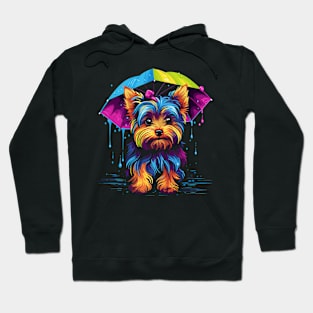 Yorkshire Terrier Rainy Day With Umbrella Hoodie